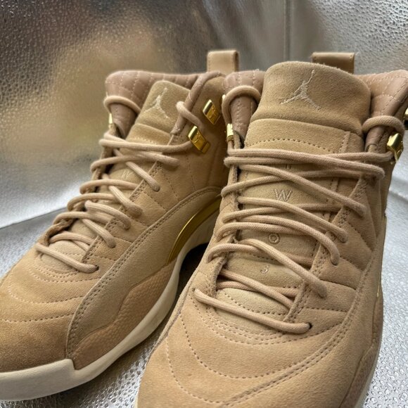 Size‎ 8.5 Nike Air Jordan 12 XII Womens Vachetta Tan Gold Sail Shoes AO6068-203 - Picture 7 of 12